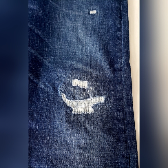 GAP 1969 Indigo Destructed/Repaired Stretch Slim Fit Jeans - 36x32 - Picture 9 of 14